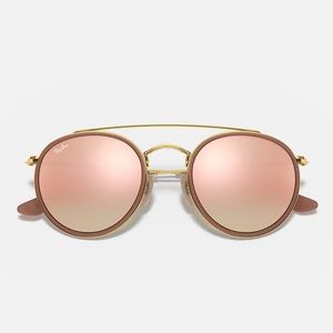 Ray Bans Double Bridge Polished Gold Frames with Copper Lenses Model RB3647N
